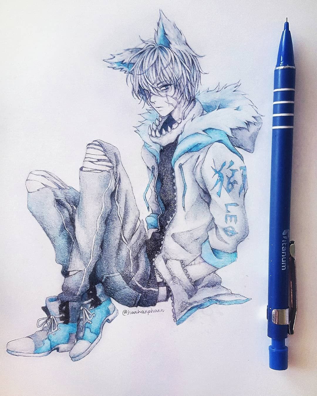 hoursXXmins… Manga Drawing, Manga Art, Manga Anime, Anime Art, Arte Punk, Punk Art, Anime Wolf, Character Sketch, Character Design