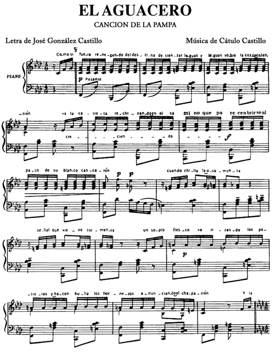 El Aguacero Canción De La Pampa Canciones Partituras Canciones Para Piano