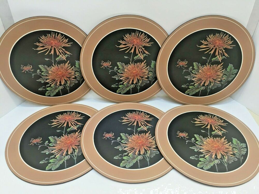 New Set Of 6 Pimpernel Honeysuckle Flower Cork Backed Placemats England 12 X 9 Ebay Honeysuckle Flower Black Placemats Placemats
