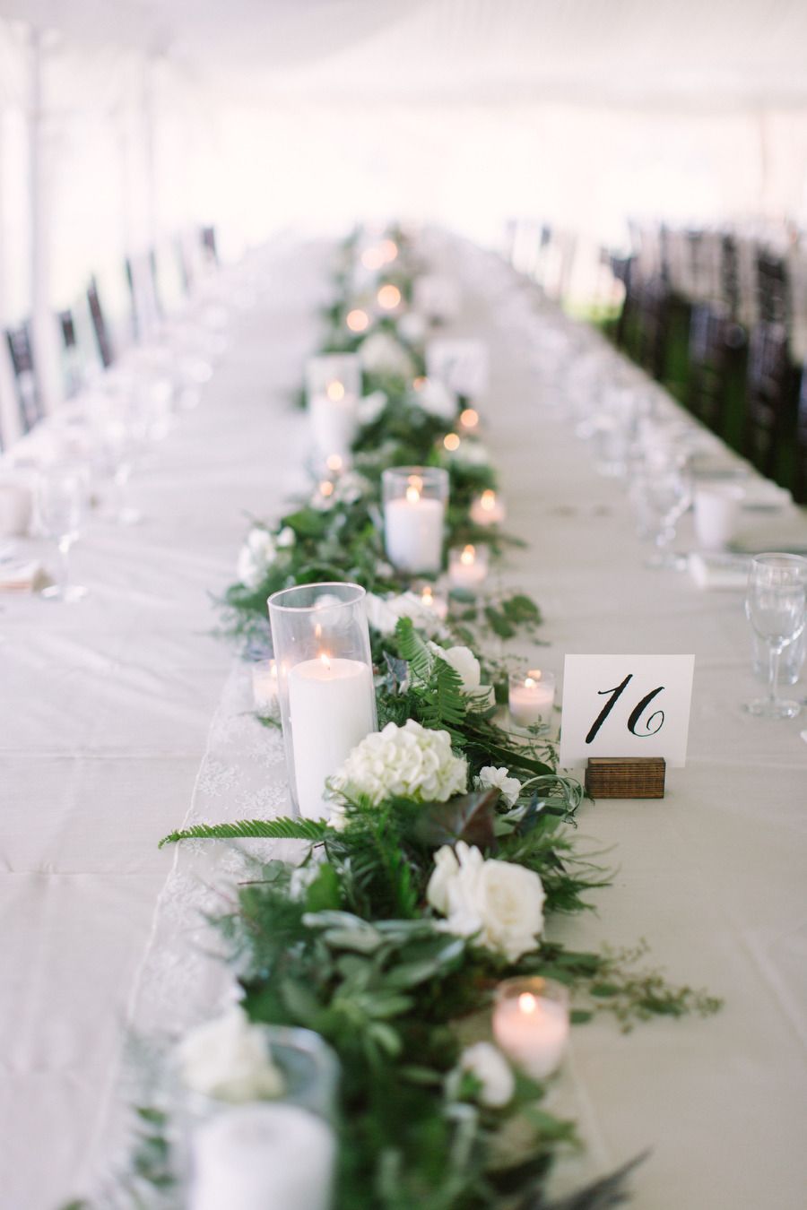 Wedding Table Garland, Wedding Reception Flowers, Rustic Wedding Centerpieces, Wedding Table Decorations, Table Centerpieces, Floral Wedding, Trendy Wedding, Elegant Wedding, Romantic Wedding
