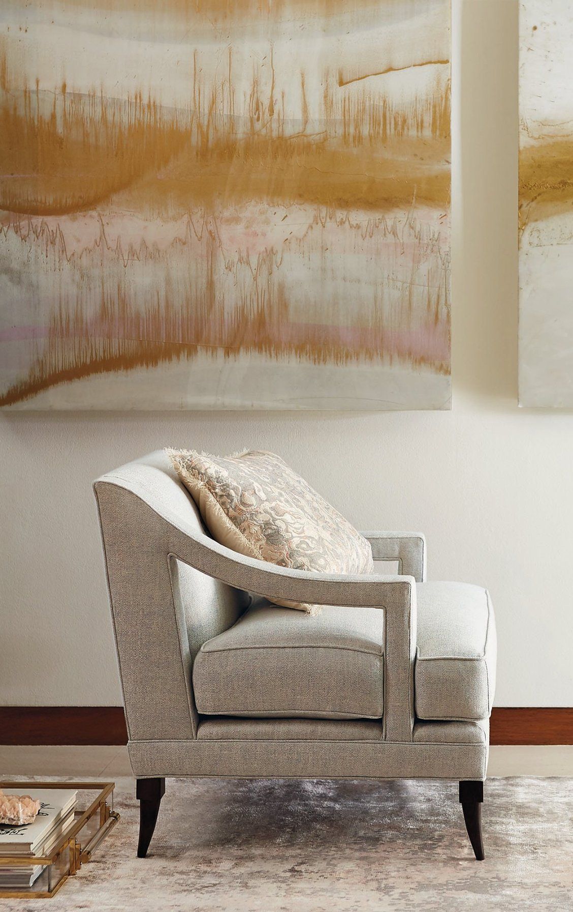 Sweeping Lines And Luxe Upholstery Even On The Arms Give This Sweeping Lines And Luxe Upholstery Even On The Arms Give This Clic Lounge Chair A Unique