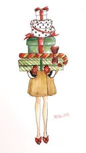 Get ready for CHRISTMAS! Watercolor 1 0 d e c 1 3 IG :LingyiCheung, #Celebrationdrawing #ch... #julepyntinspiration