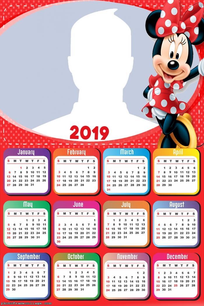 Minnie Red Calendar 2019 Frame Photo Montage Free Online ... Minnie Red Calendar 2019 Frame Photo Montage Free Online ...