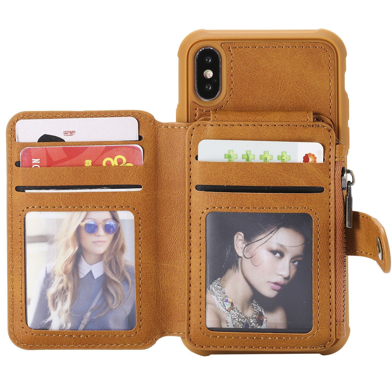 Made from durable synthetic leather makes the wallet case comfortable to touch and grip. Fashion and simple back wallet design is suitable for men,women,and teens of all ages. Magnetic buckle and Leather Zipper design makes your important cards security and safety. The stand can be converted into a multi-angle comfortable view,fully adjustable for hands-free video calls,reading,or movies anywhere. Perfect fit,slim and sleek design adds no burden to your phone. Samsung Accessories, Apple Accessories, Card Wallet, Wallet Case, Leather Stand, Touch Gloves, Photo Holders, Apple Watch Ipad, Iphone Tempered Glass