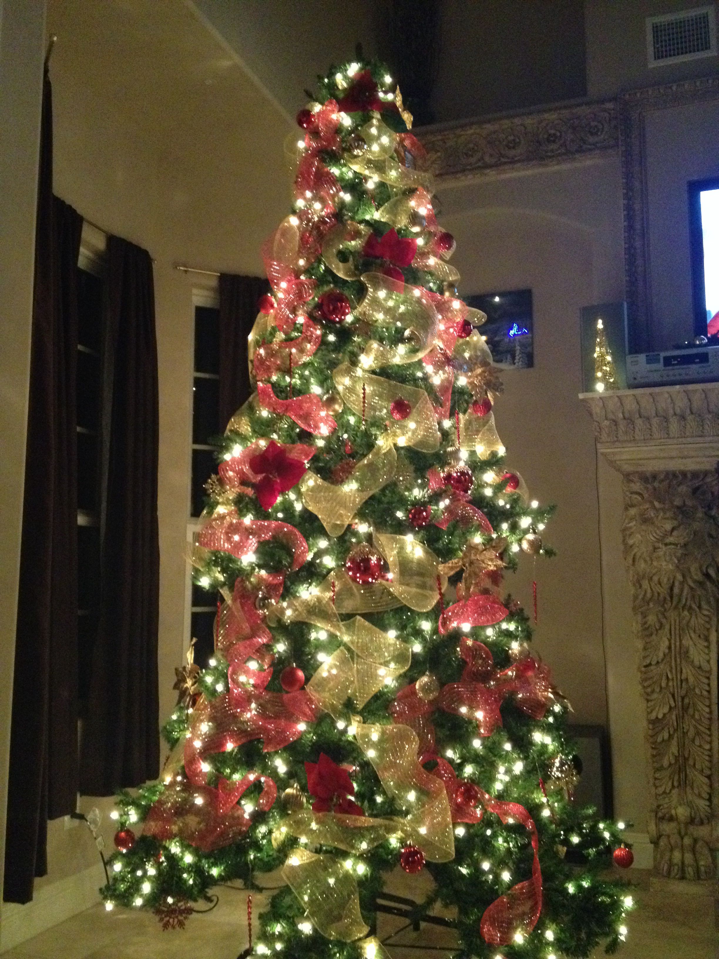 christmas tree 2013 featuring deco mesh ribbon in red mesh christmas tree light covers