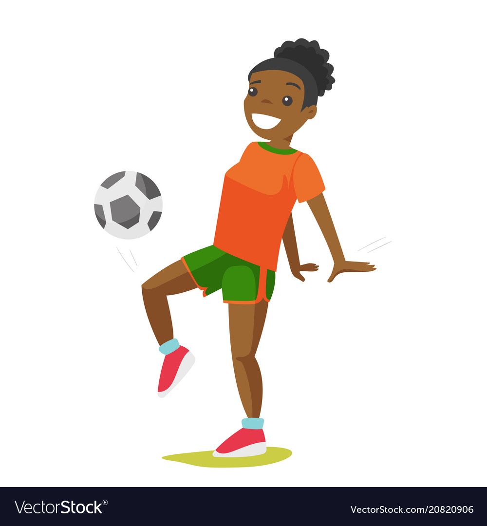 Young black woman playing football vector image on ...