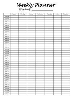 weekly hourly planner printables personal development plan hourly planner