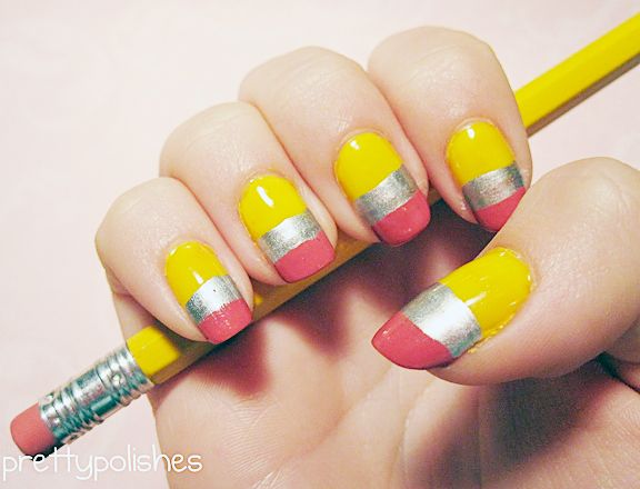 The Best Back To School Nail Art In 2018 Pinterest This May Be The Coolest Idea Ever Transforming Your Tips Into Pencil Erasers It S Super Simple If You Have These Three Colors Handy And Totally On Point