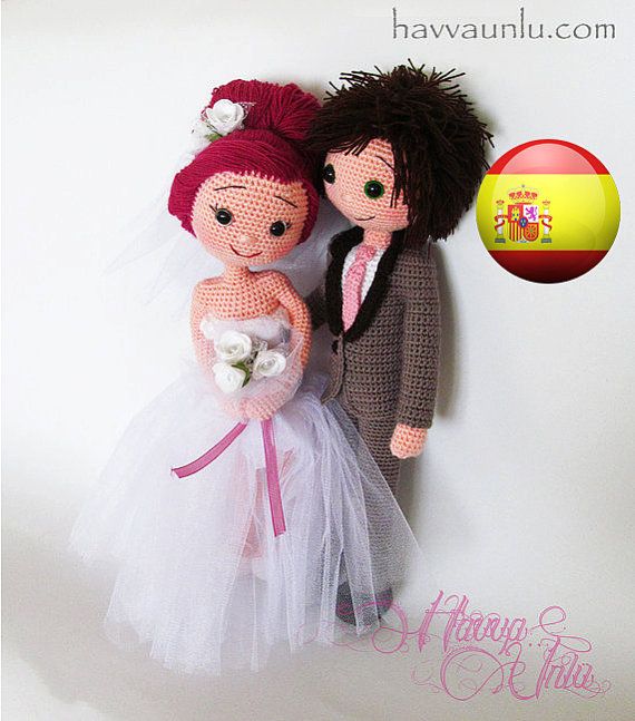 Boda Novia /& Novio Muñecas Tejer patrón