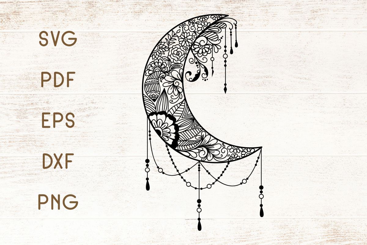 Download Floral Mandala Moon Zentangle Svg Vector 406895 Svgs Design Bundles Mandala Zentangle Moon Design
