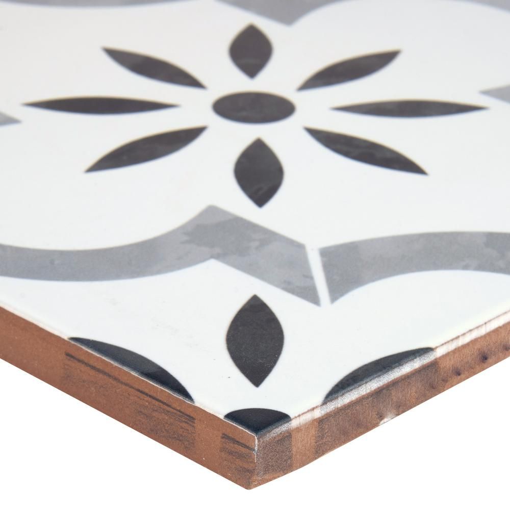Indesign Cementine Ashby White 8 In X 8 In Durabody Ceramic Floor And Wall Tile 10 76 Sq Ft Case In Cetn A Ceramic Floor Flooring Patterned Floor Tiles