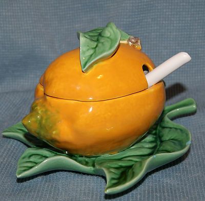 Vintage Strawberry Jam Jar Or Sugar Bowl Glazed Ceramic Dish Set With Lid And Saucer Retro Home Kitchen Decor Or Use Jam Jar Ceramic Dish Set Jar