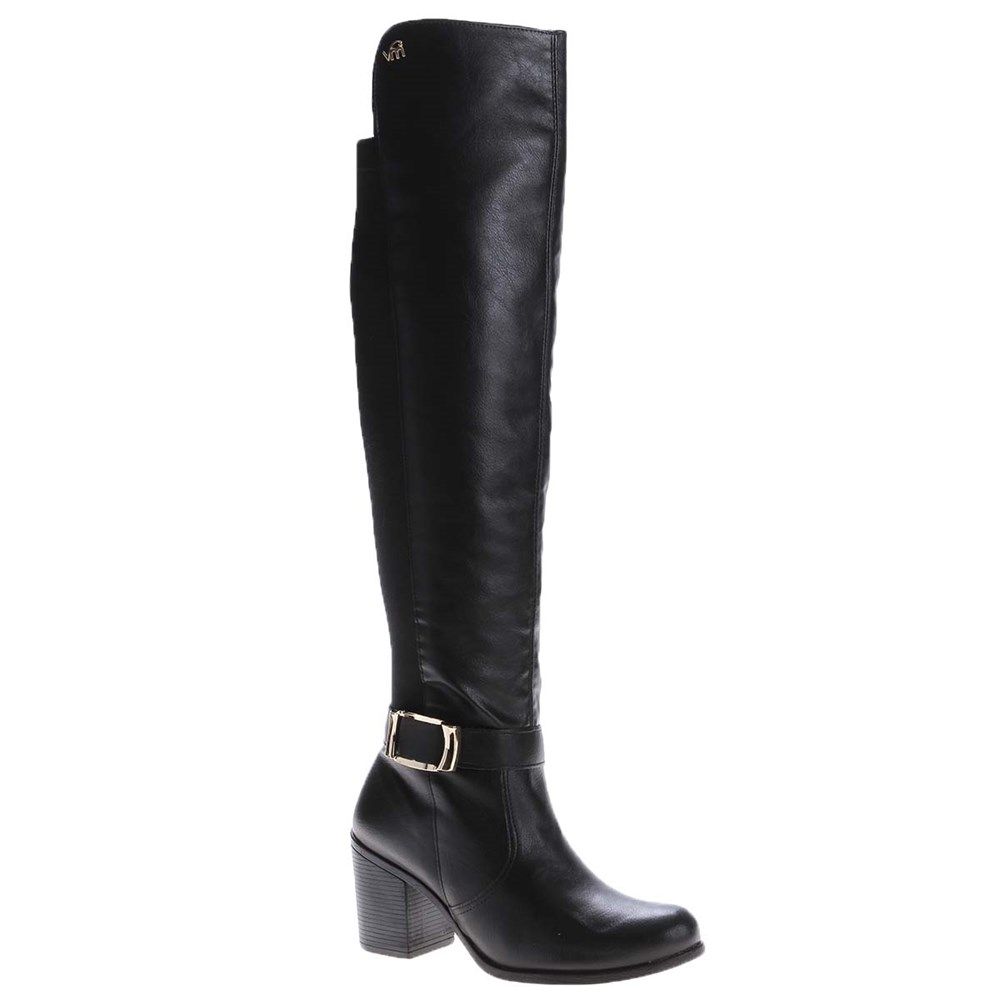 Bota Over Knee Via Marte Fivela Dourada Preto - Paquetá | Bota over, Tipos de sapatos, Sapatos