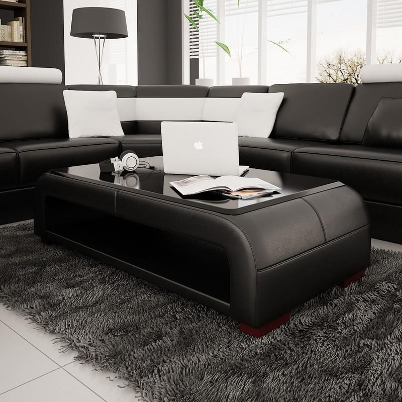 Divani Casa Ev30 Modern Black Bonded Leather Coffee Table W