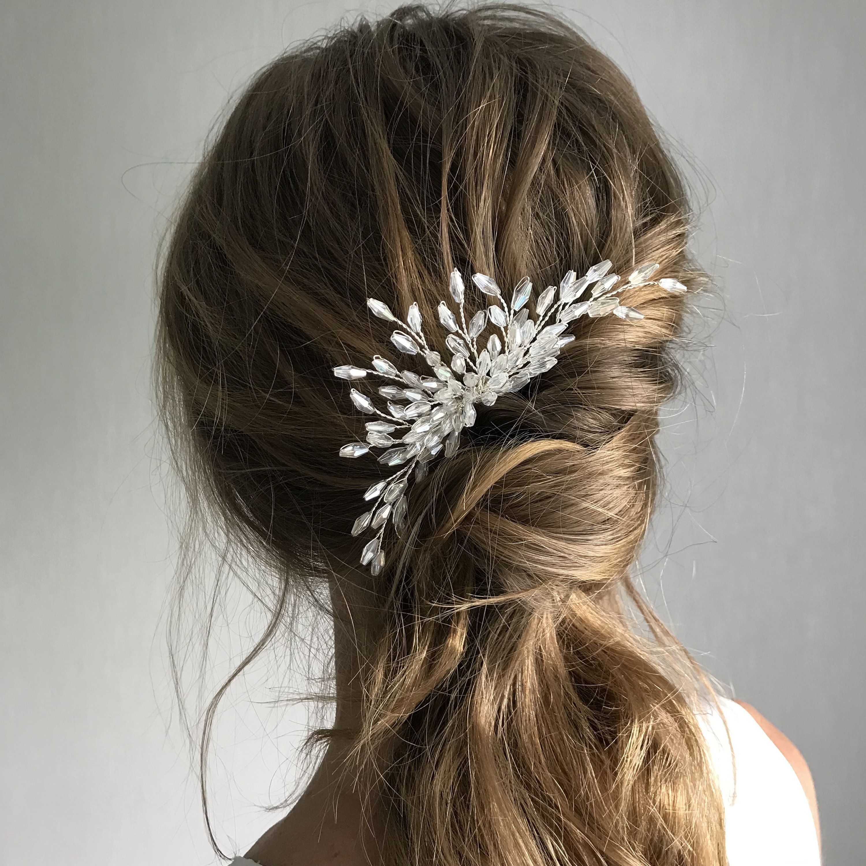 Wedding hair piece Bridal hair comb Silver crystal comb Wedding headpiece Bridal accessories Small