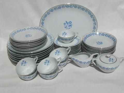 Symphony In Blue Flowers On White China For 8 Vintage Cottage Symphony In Blue Flowers On White China For 8 Vintage Cottage Fl Dishes