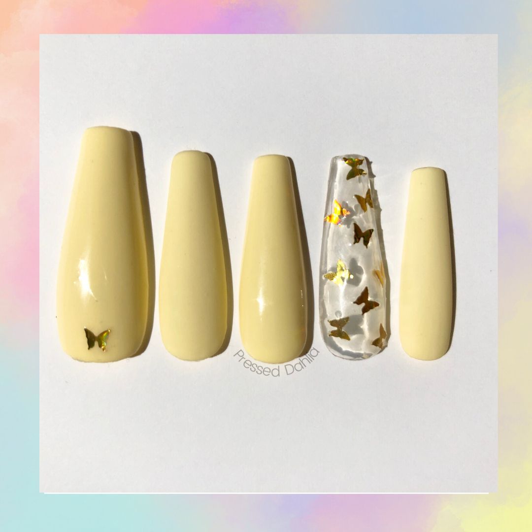 イエローバタフライネイル まろやかなマリポサ プレスオンネイル ロングバレリーナネイル Acrylic Nails Yellow Yellow Nails Butterfly Nail イエローバタフライネイル まろやかなマリポサ プレスオンネイル ロングバレリーナネイル Acrylic Nails Yellow Yellow Nails Butterfly Nail