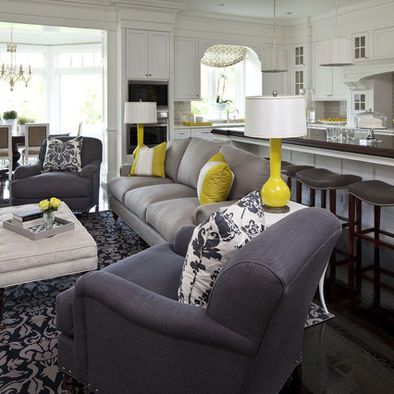 Gray Yellow Contemporary Living Room Design Pictures Remodel Decor And Ideas