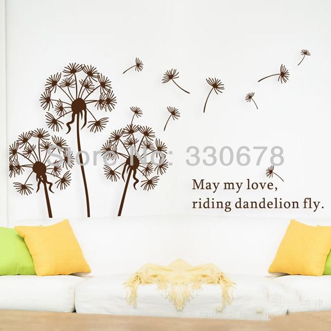 Vovotrade Diy Home Decor New Design Grand Noir Pissenlit Autocollant Mural Art Stickers PVC D/écoration murale