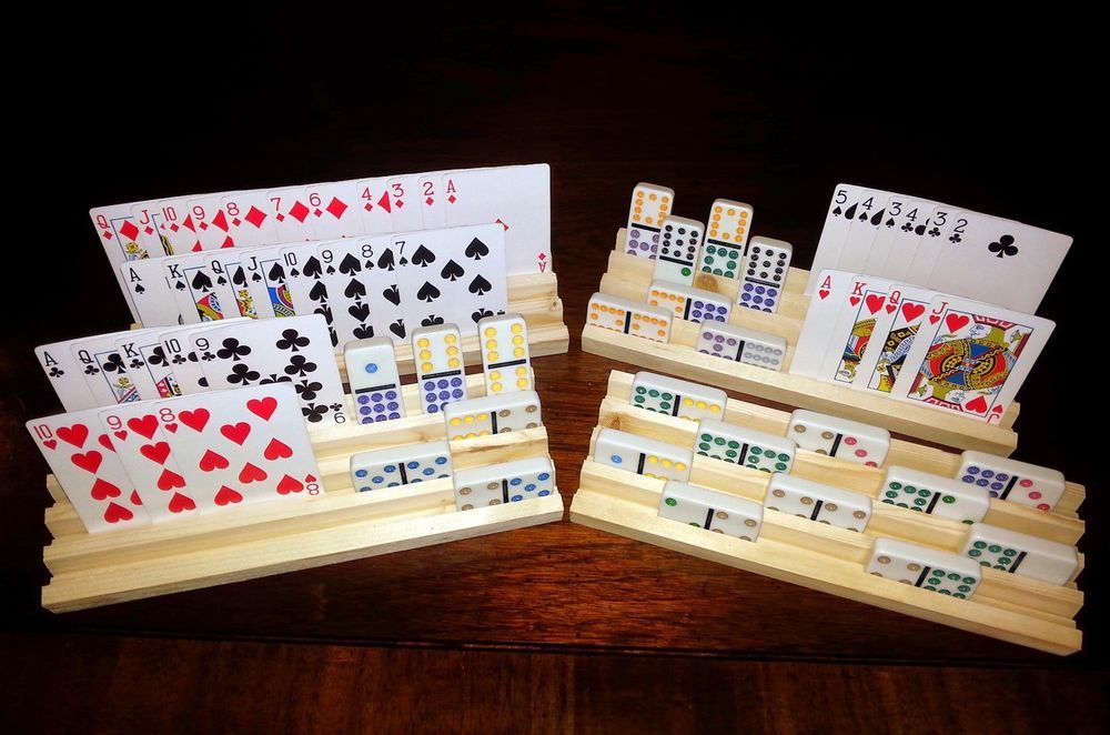4 Playing Card and Domino Holders, Canasta/Cribbage