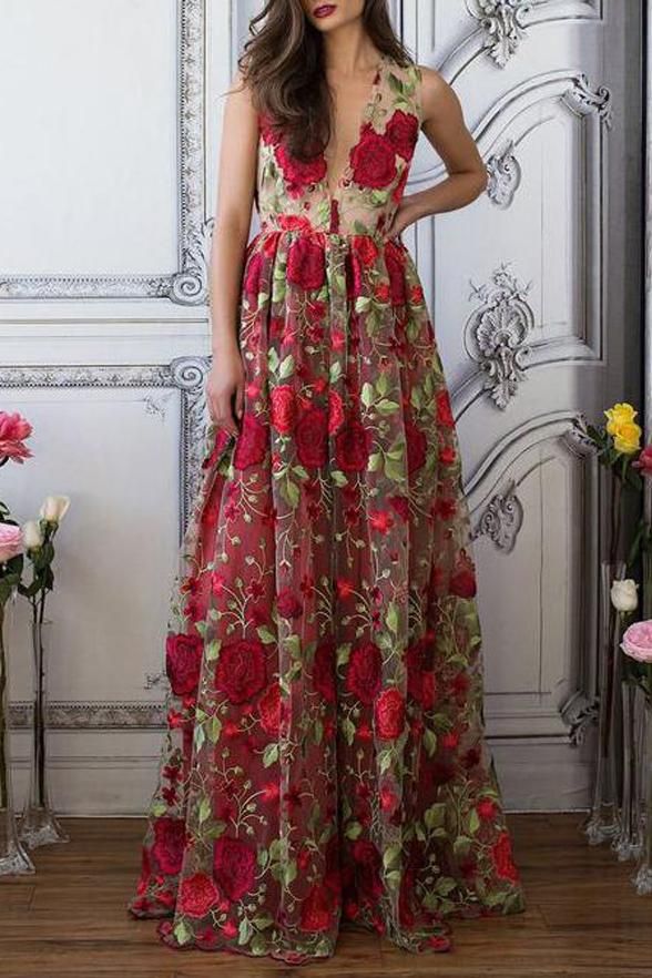 DESCRIPTION: Customer service email: akilbridaldress@gmail.com 1.if you need customize the dress color and size please note me your color and size as below: *color _________(picture color or other colors,please contact us for more colors) *Bust__________ *Waist _________ *Hips __________ *Your Height without shoes( Fro Boho Prom Dress, Floral Prom Dresses, V Neck Prom Dresses, Floral Gown, Fancy Dresses, Pretty Dresses, Gowns Dresses, Beautiful Dresses, Red Floral