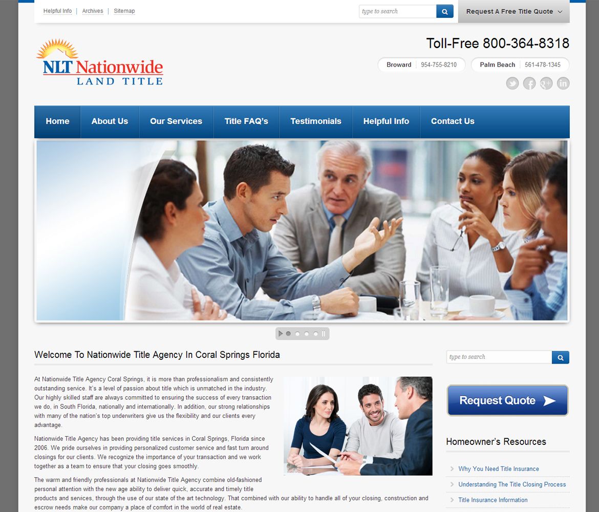 Nationwide Title Agency Http Hollywoodwebsitedesigner Com Portfolio Nationwide Title Agency Web Design Studio Internet Marketing Plan Coral Springs Florida