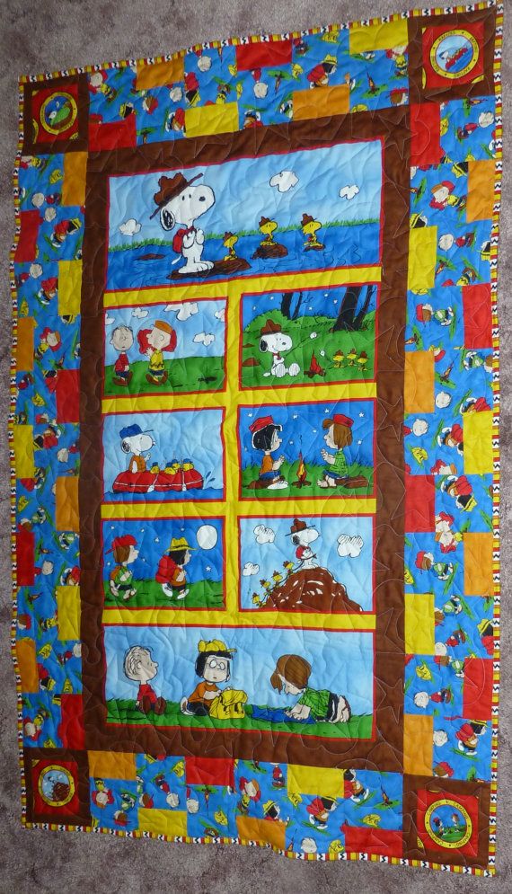 Peanuts Goes Camping Quilt, Camping Pictures and Activities with the Peanuts Gang #campingpictures