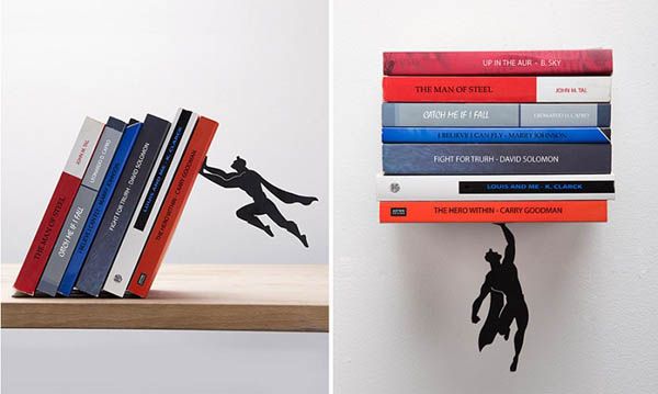 Whimsical Superhero Bookends And Floating Shelf By Artori Design Whimsical Superhero Bookends And Floating Shelf By Artori Design