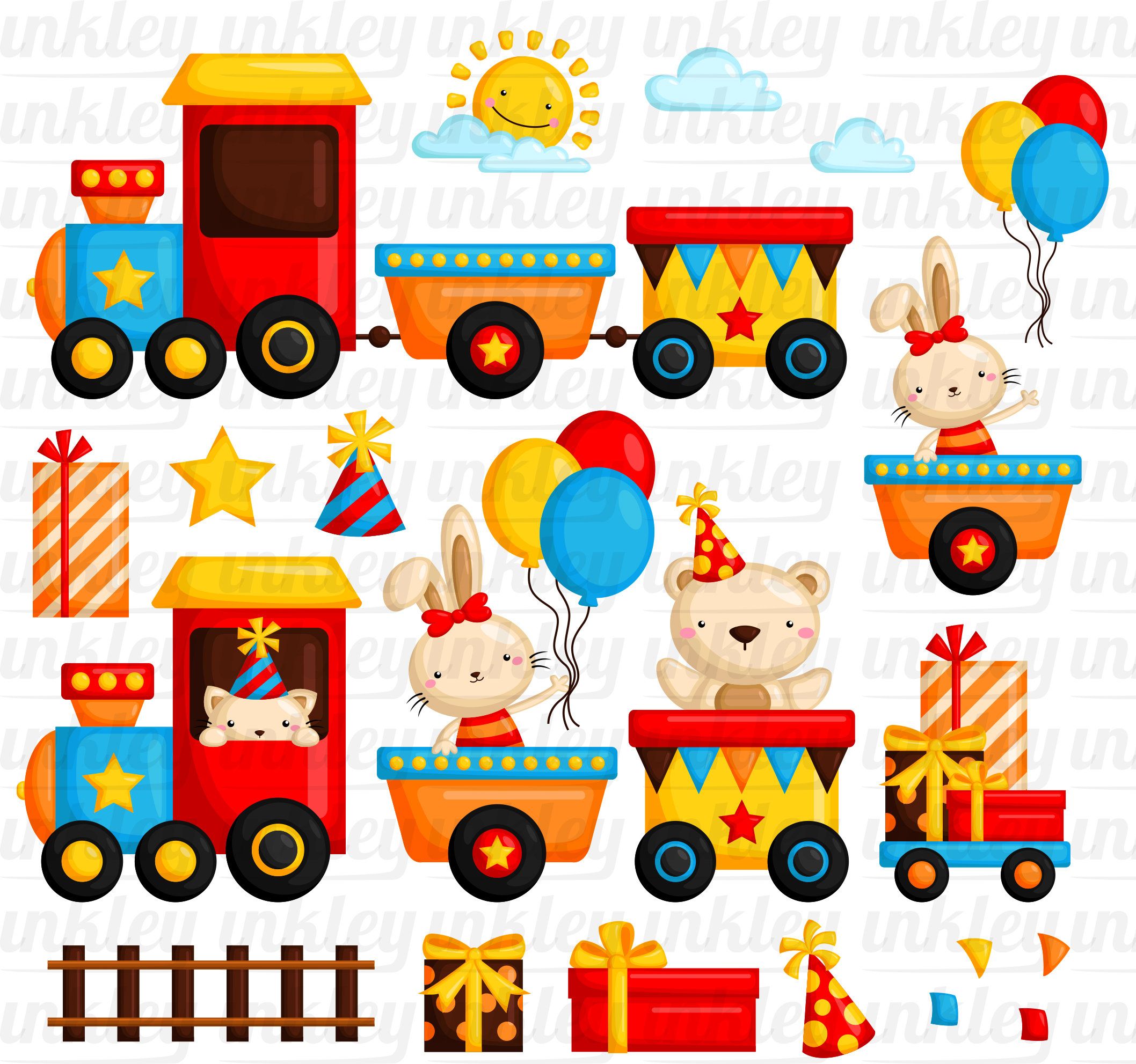 Download Birthday Train Clipart Cute Animal Clip Art Birthday Party Free Svg On Request In 2021 Train Clipart Art Birthday Train Vector