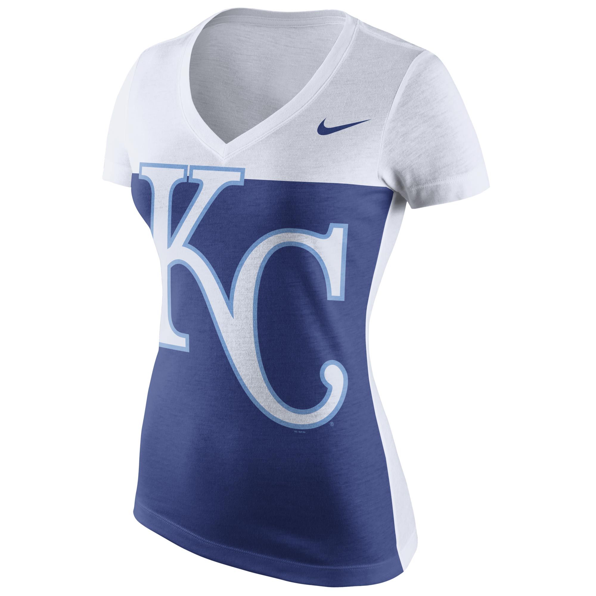 Nike Kansas City Royals Women's White/Royal Logo Blocked 1