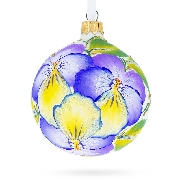 BestPysanky Flower Embroidery Glass Ball Christmas Ornament BestPysanky Flower Embroidery Glass Ball Christmas Ornament