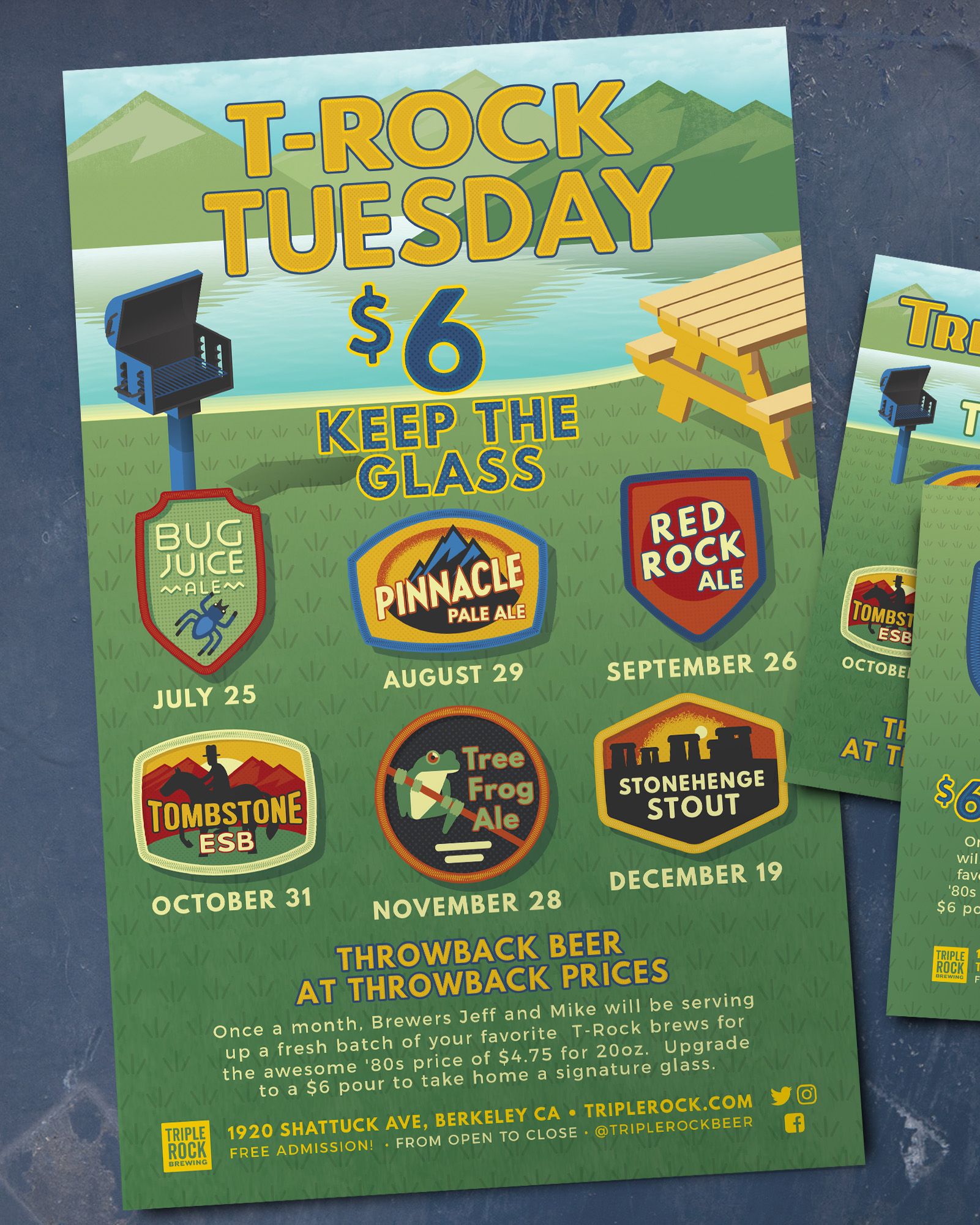 Event collateral for Triple Rock Brewery’s TRock Tuesdays, a monthly