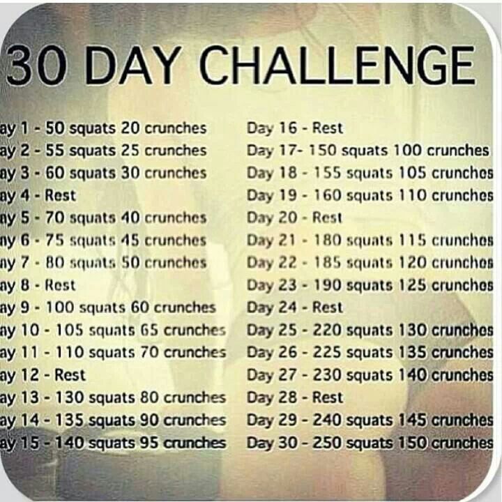 30 Day Challenge Tabla De Entrenamiento Salud Y Deporte Ejercicios Para Tonificar