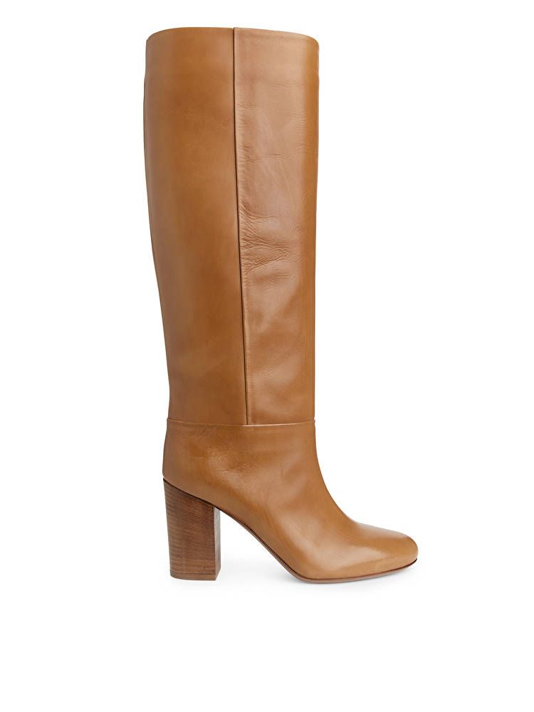tan leather heeled boots