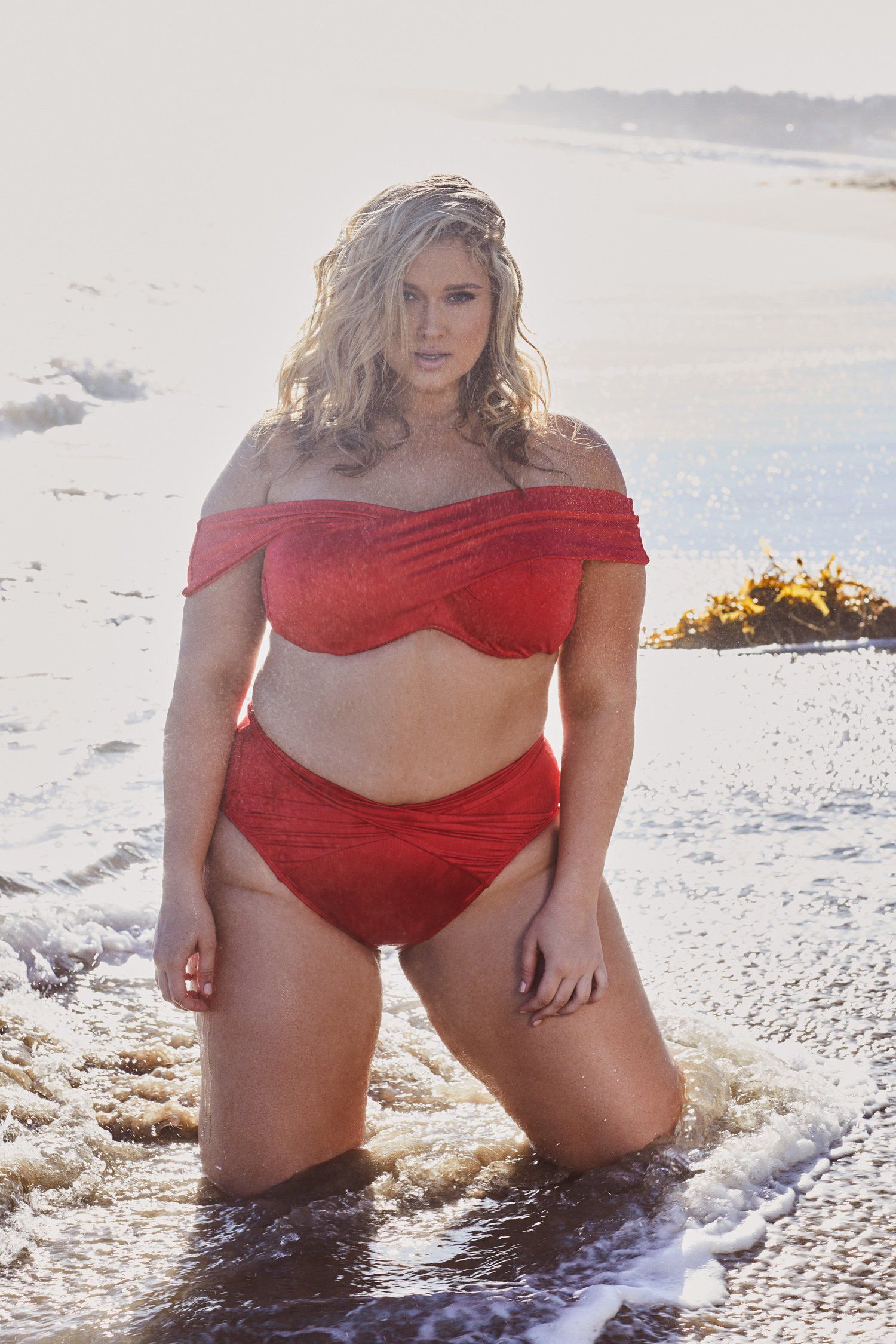 Hunter McGrady Plus Size/Curve Red Wrap Bikini Top - Playful Promises Ролев...