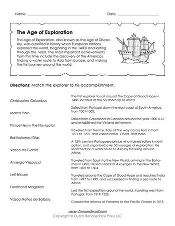 Age of Exploration Worksheet | Social studies, 5th grade social studies, Homeschool worksheets
