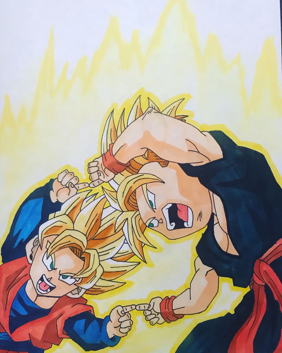 Trunks and Goten Fusion Dance! - Total Drawing Time: 3 Hrs - Suggested