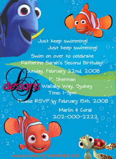Lynn Puzzo Designs Katherine S Nemo Birthday Party Invitations