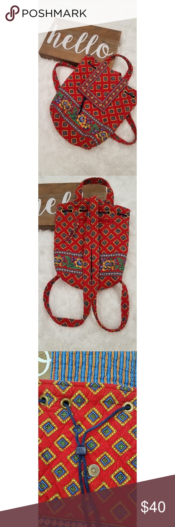Vera Bradley Retired Villa Red Mimi Backpack Vera bradley bags