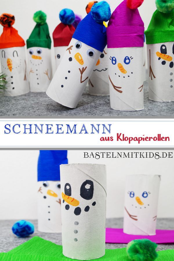 Schneemann basteln mit Kindern - Bastelnmitkids