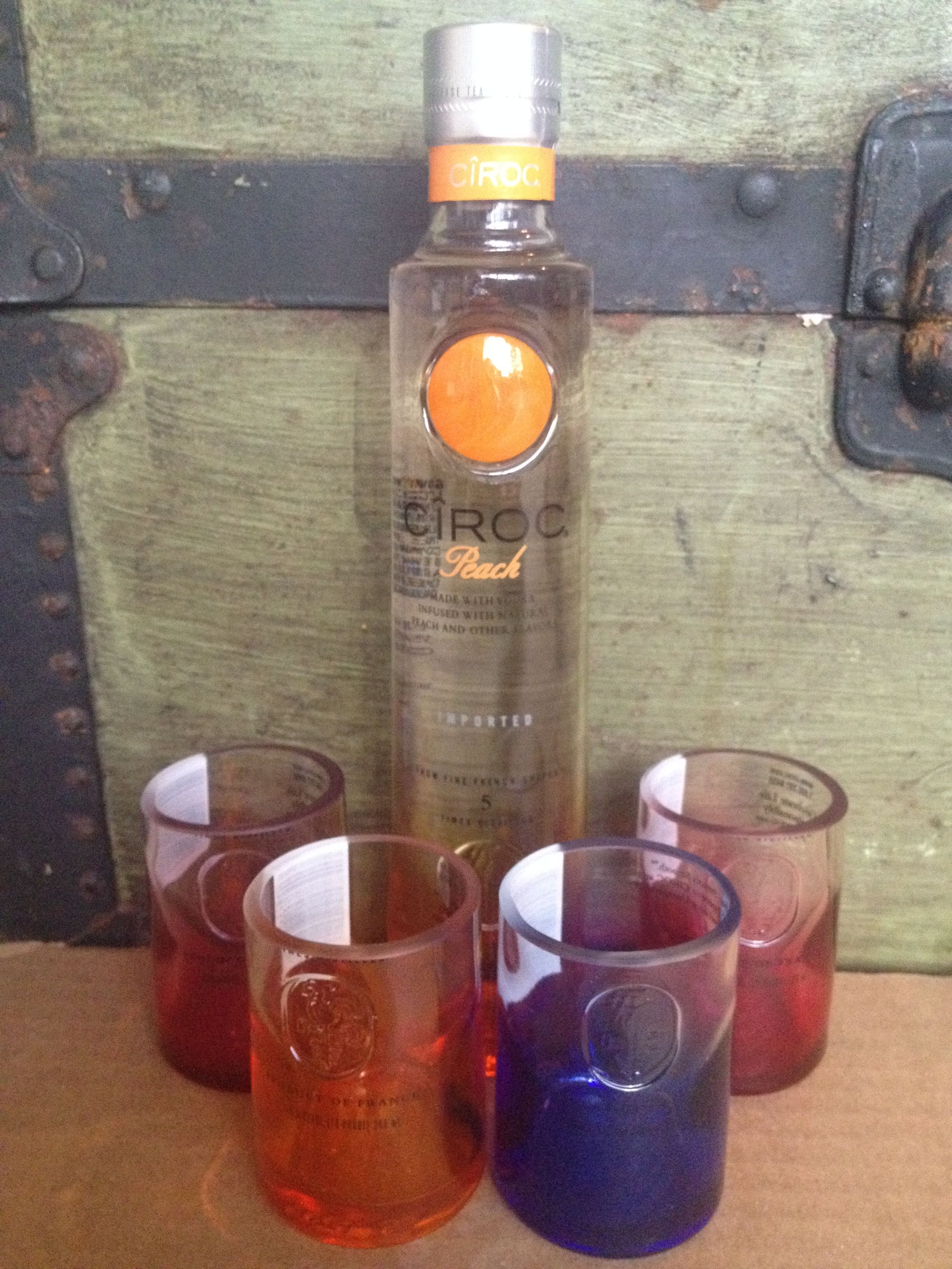 Ciroc shot glasses made from empty bottles in Little Rock AR
