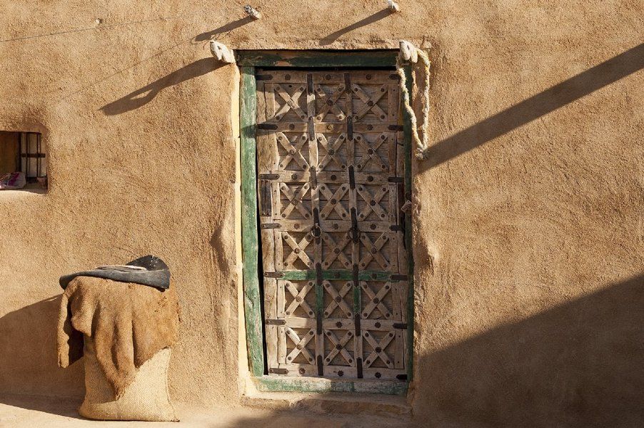 traditional wooden door by Jan de Vries on canvas, wallpaper …