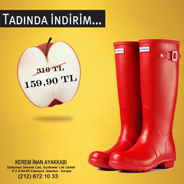 Kerem Inan Ayakkabi Da Hunter Yagmur Cizmelerinde Buyuk Indirim Sunfloweravm Hunter Cizme Indirim Rain Boots Hunter Boots Boots