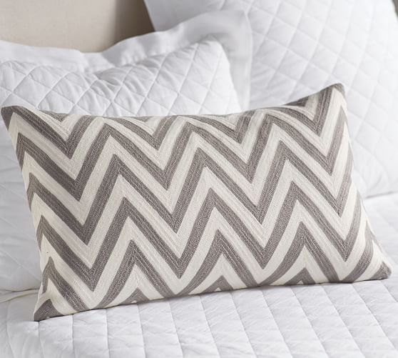 Chevron Crewel Embroidered Lumbar Crewel Embroidered Lumbar Pillow Cover