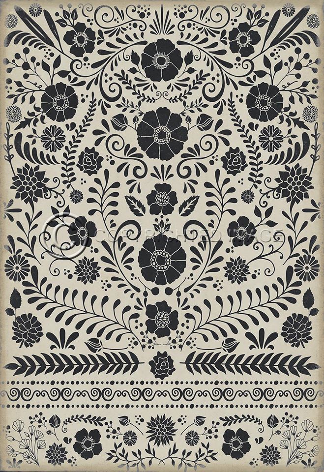 Pattern 36 Lovecraft Vinyl Floor Cloth In 2018 Clic Vintage Painted Vinyl Floors Rug Floor Mat Garage Mats Kitchen