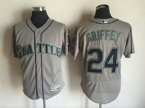 Men's Seattle Mariners #24 Ken Griffey Jr. Retired Gray Road 2016 Flexbase Majestic Baseball Jersey Men's Seattle Mariners #24 Ken Griffey Jr. Retired Gray Road 2016 Flexbase Majestic Baseball Jersey