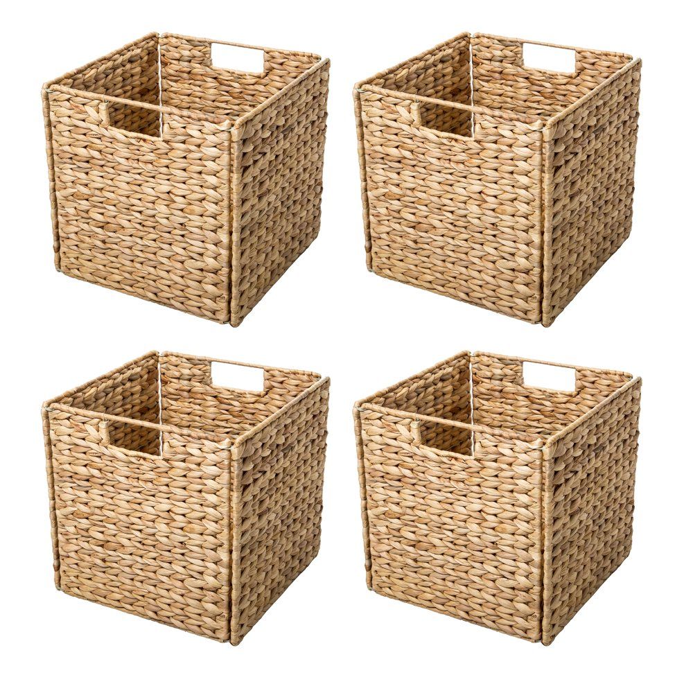 Foldable Hyacinth Storage Basket with Iron Wire Fr Foldable Hyacinth Storage Basket with Iron Wire Fr