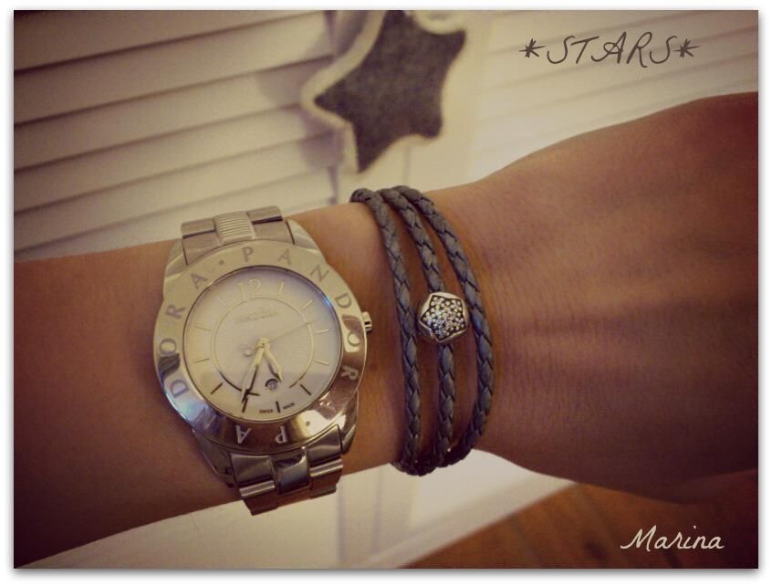 Etoiles / Stars Clip étoile sur bracelet triple cuir gris Pandora ... Etoiles / Stars Clip étoile sur bracelet triple cuir gris Pandora ...