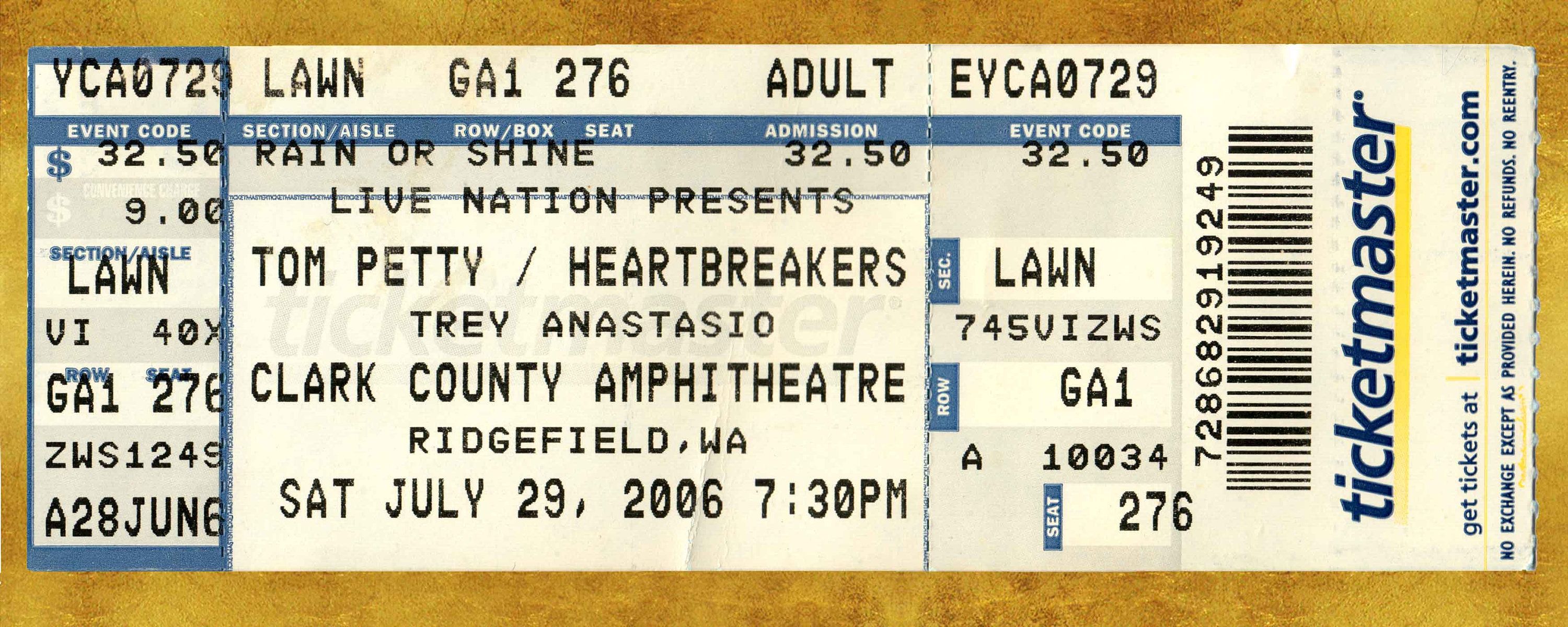 Tom Petty / Heartbreakers Concert Ticket Stub Ridgefield WA Etsy