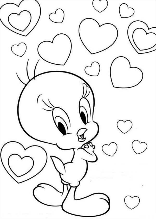 Tweety Bird Full Of Love Coloring Page Kids